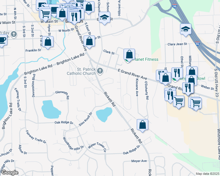 map of restaurants, bars, coffee shops, grocery stores, and more near 817 Rickett Road in Brighton