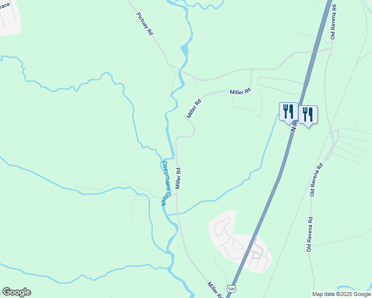 map of restaurants, bars, coffee shops, grocery stores, and more near 162-180 Miller Road in Selkirk