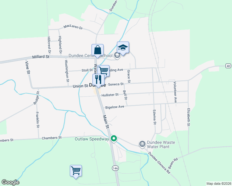 map of restaurants, bars, coffee shops, grocery stores, and more near 18 Hollister Street in Dundee