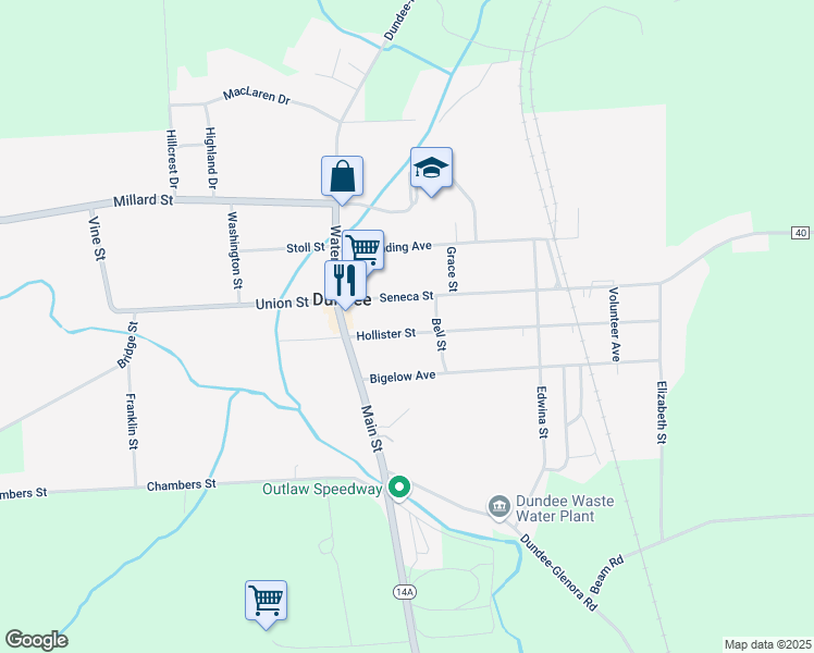 map of restaurants, bars, coffee shops, grocery stores, and more near 18 Hollister Street in Dundee