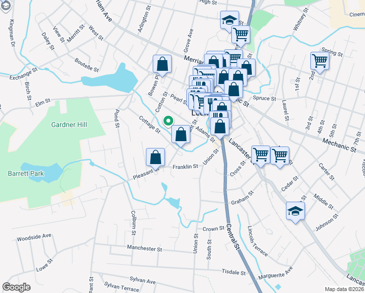 map of restaurants, bars, coffee shops, grocery stores, and more near in Leominster