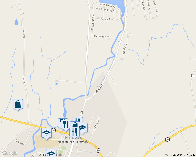 map of restaurants, bars, coffee shops, grocery stores, and more near 53 Lake Avenue in Nassau