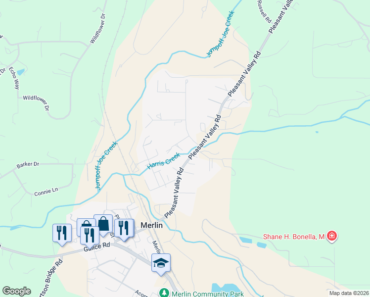 map of restaurants, bars, coffee shops, grocery stores, and more near 140 Enterprise Avenue in Merlin
