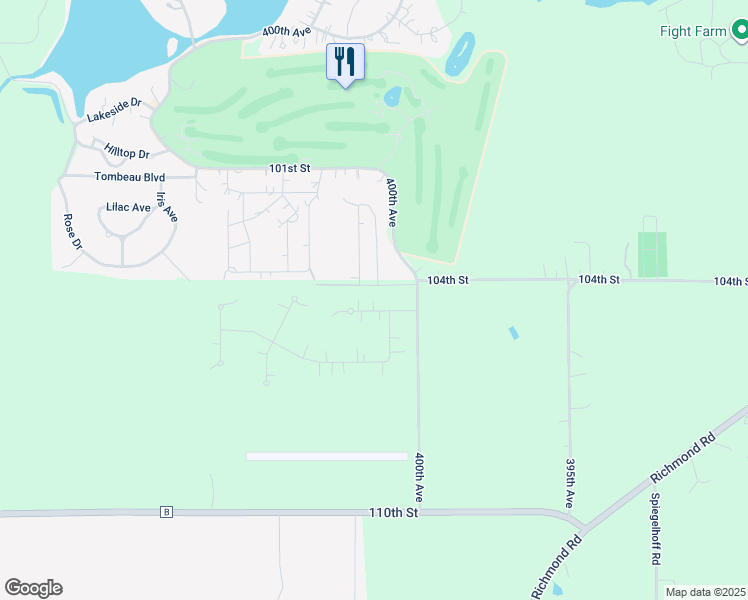 map of restaurants, bars, coffee shops, grocery stores, and more near 40128 105th Street in Genoa City