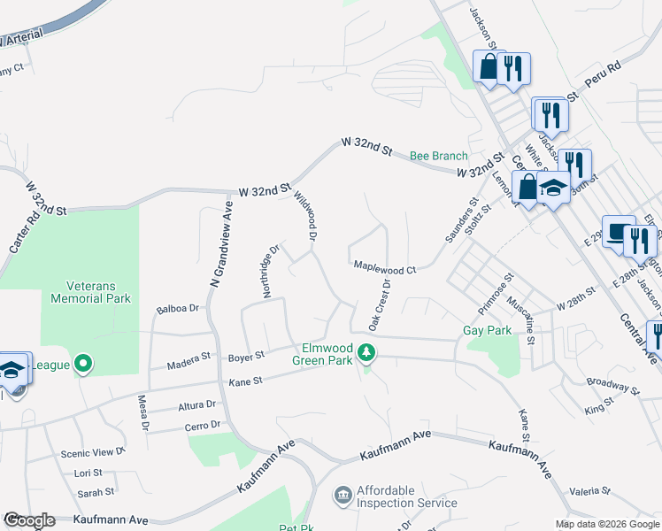 map of restaurants, bars, coffee shops, grocery stores, and more near 2882 Meadow Wood Drive in Dubuque