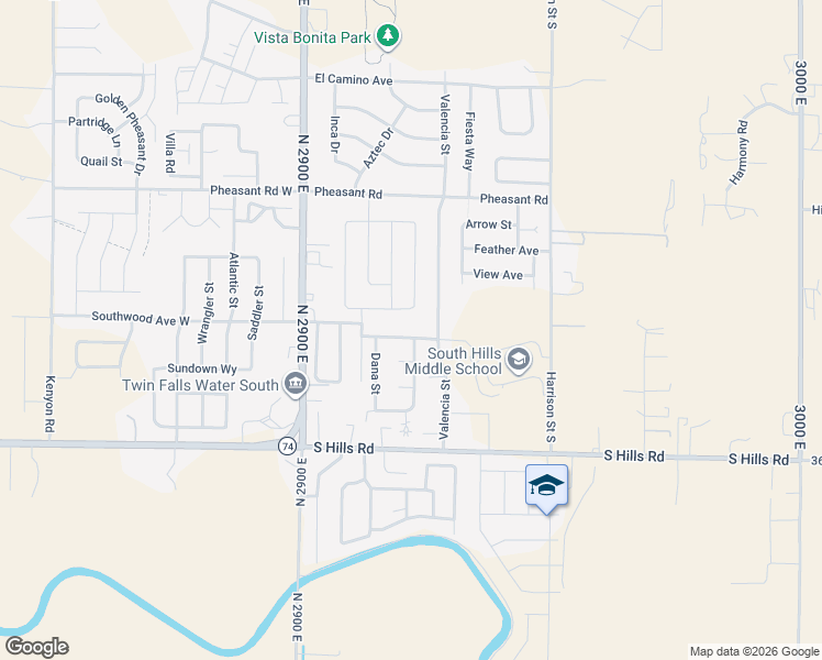 map of restaurants, bars, coffee shops, grocery stores, and more near 273 Southwood Avenue in Twin Falls
