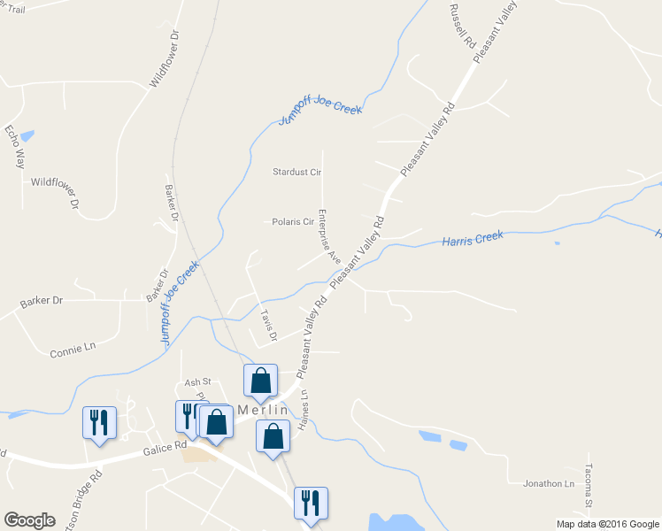 map of restaurants, bars, coffee shops, grocery stores, and more near 140 Enterprise Avenue in Merlin