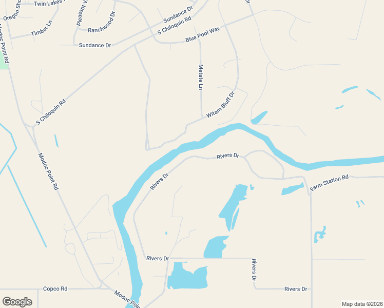 map of restaurants, bars, coffee shops, grocery stores, and more near 32928 Rivers Drive in Chiloquin