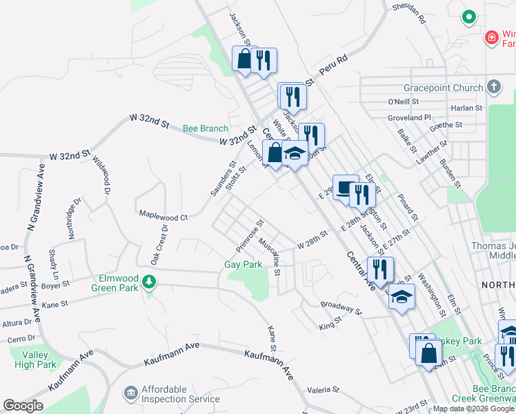 map of restaurants, bars, coffee shops, grocery stores, and more near 2900 Davenport Street in Dubuque