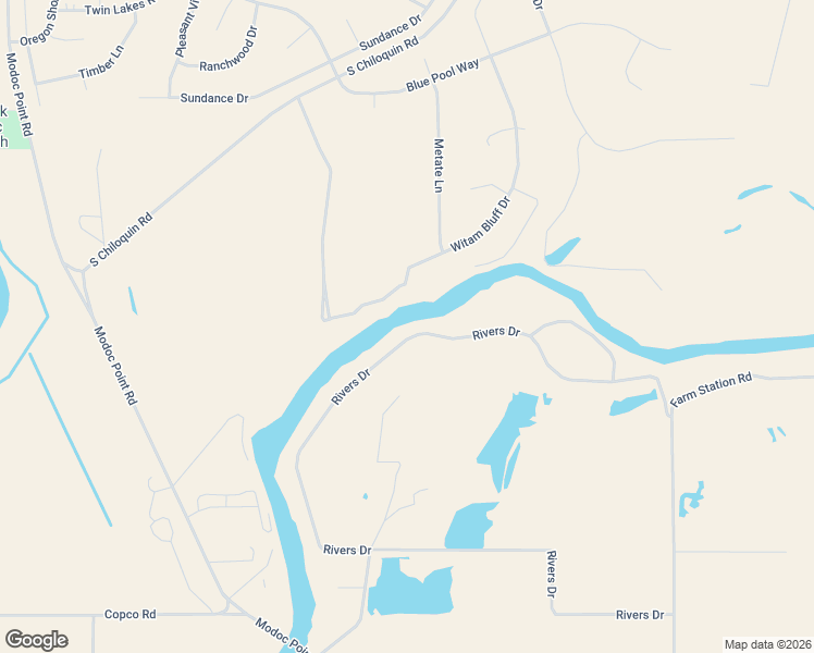 map of restaurants, bars, coffee shops, grocery stores, and more near 32928 Rivers Drive in Chiloquin