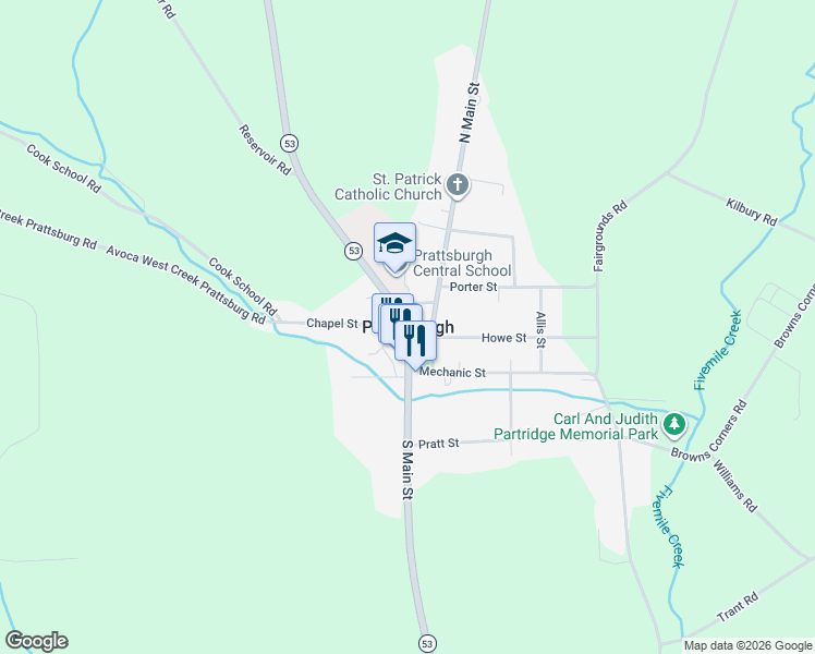 map of restaurants, bars, coffee shops, grocery stores, and more near in Prattsburgh