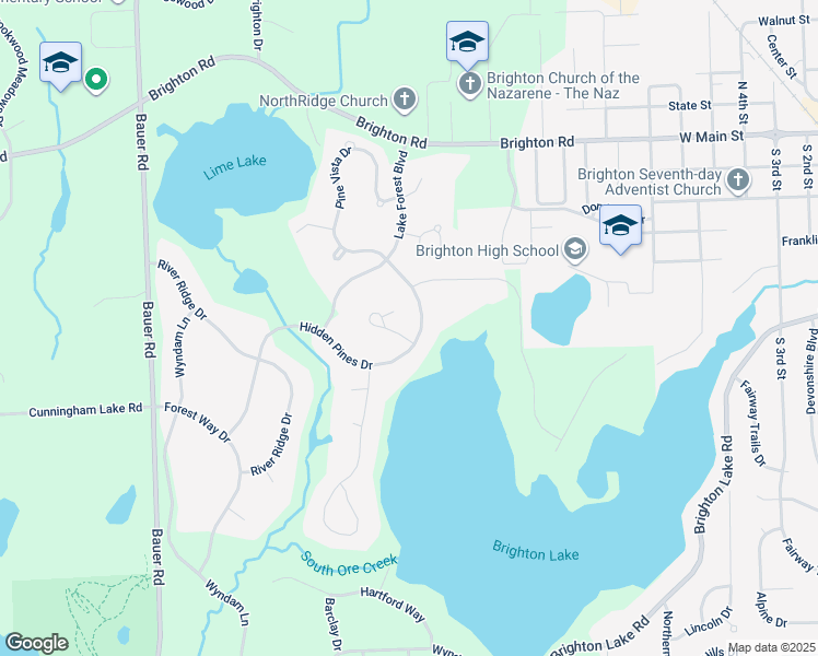 map of restaurants, bars, coffee shops, grocery stores, and more near 5288 Hidden Pines Court in Brighton