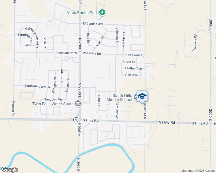 map of restaurants, bars, coffee shops, grocery stores, and more near 273 Southwood Avenue in Twin Falls