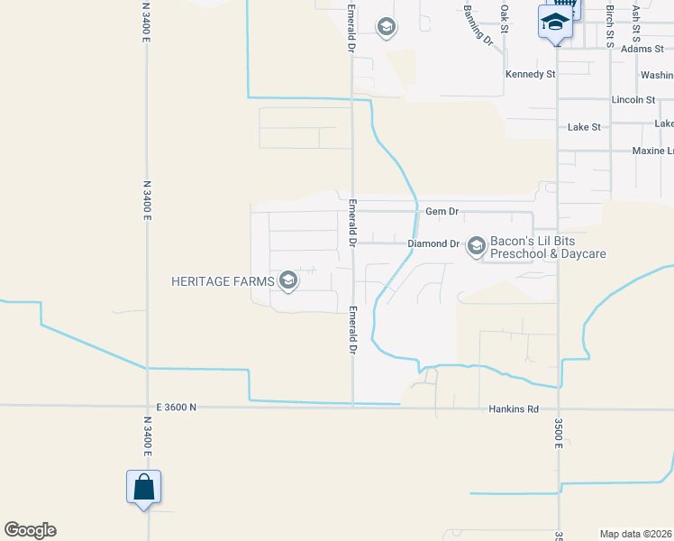 map of restaurants, bars, coffee shops, grocery stores, and more near 3647 North 3450 East in Kimberly