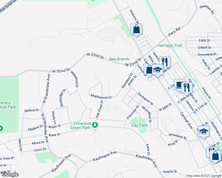 map of restaurants, bars, coffee shops, grocery stores, and more near 395 Maplewood Court in Dubuque