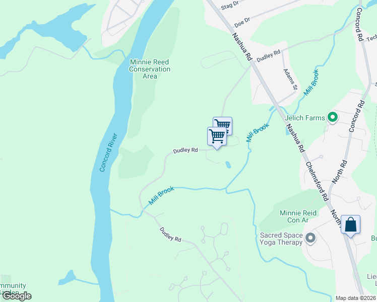 map of restaurants, bars, coffee shops, grocery stores, and more near 105 Dudley Rd in Billerica