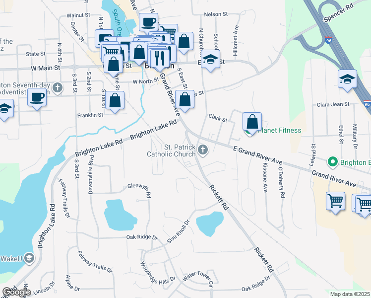 map of restaurants, bars, coffee shops, grocery stores, and more near 620 Rickett Road in Brighton