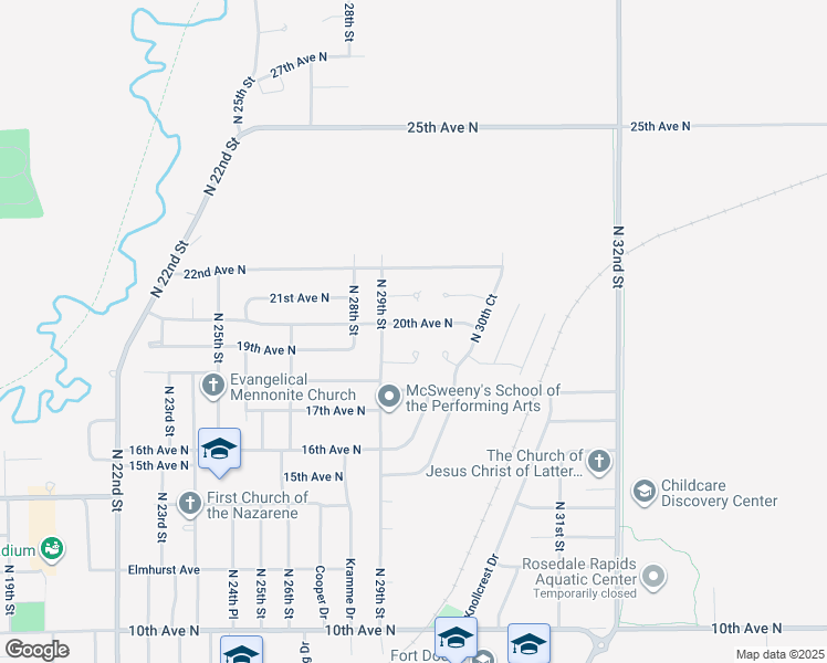 map of restaurants, bars, coffee shops, grocery stores, and more near 2980-2998 19th Avenue North in Fort Dodge