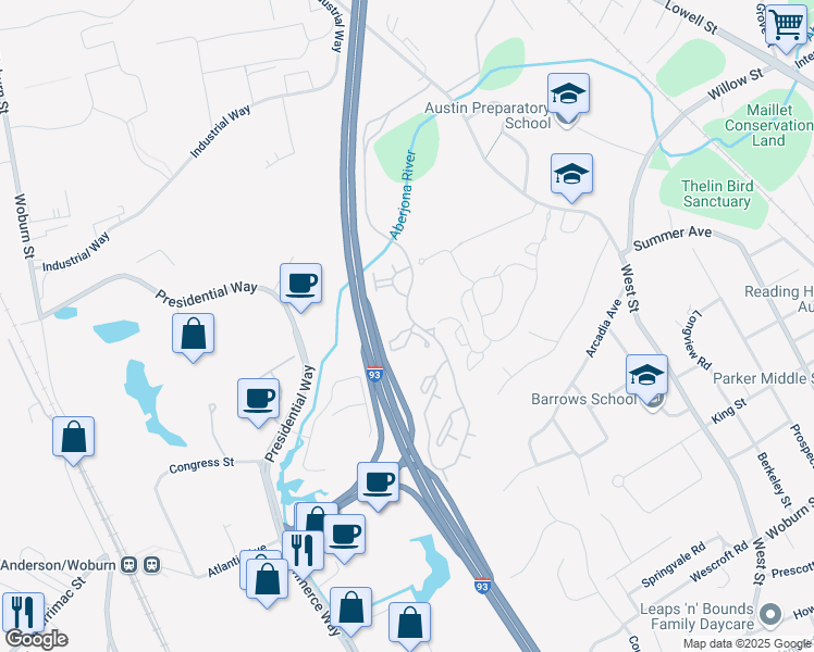 map of restaurants, bars, coffee shops, grocery stores, and more near 39 Taylor Drive in Reading