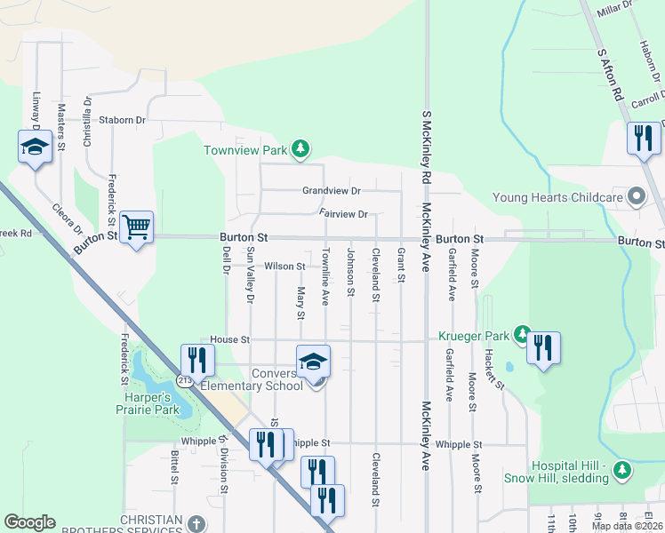 map of restaurants, bars, coffee shops, grocery stores, and more near 1851 Townline Avenue in Beloit