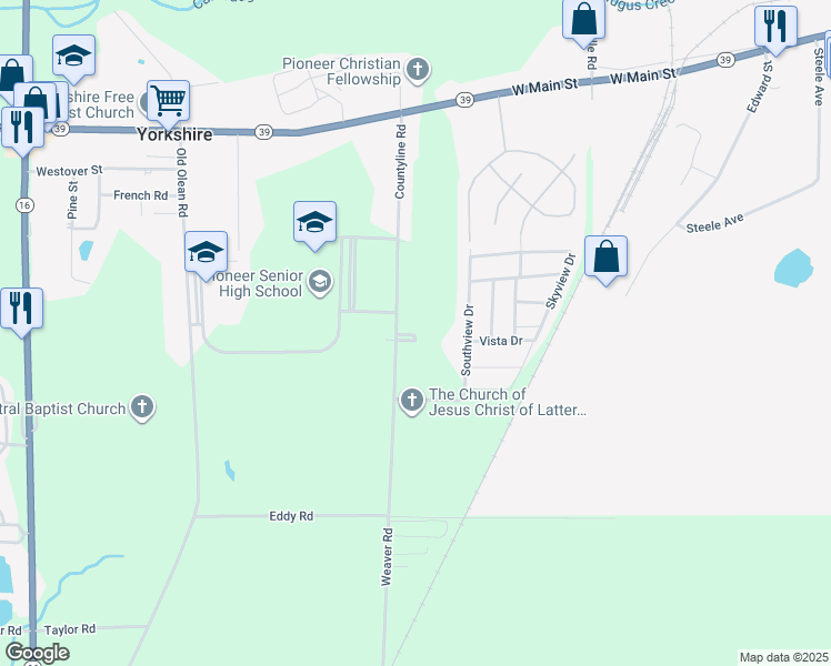 map of restaurants, bars, coffee shops, grocery stores, and more near 12100 Countyline Road in Arcade