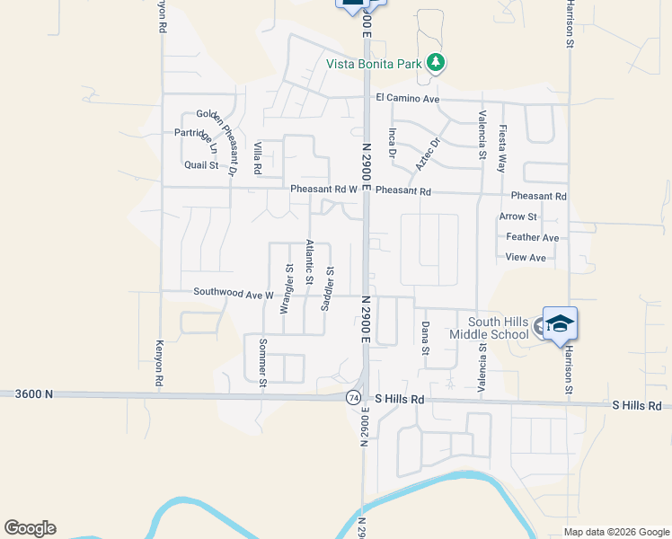 map of restaurants, bars, coffee shops, grocery stores, and more near 1455 Saddler Street in Twin Falls