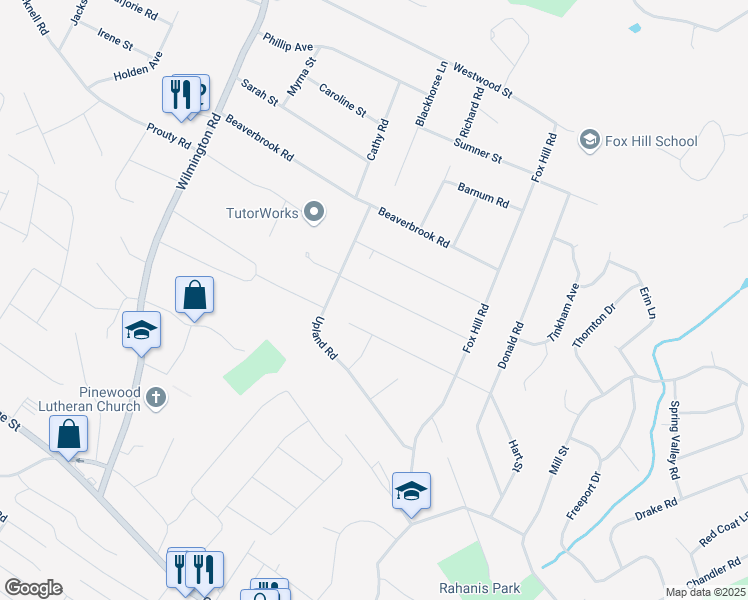 map of restaurants, bars, coffee shops, grocery stores, and more near 3 Rocky Hill Road in Burlington