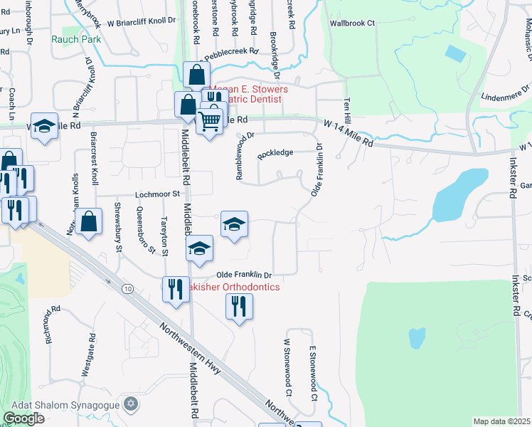 map of restaurants, bars, coffee shops, grocery stores, and more near 28824 Still Valley Dr in Farmington Hills