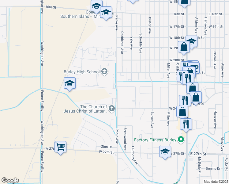map of restaurants, bars, coffee shops, grocery stores, and more near 2200 Parke Avenue in Burley