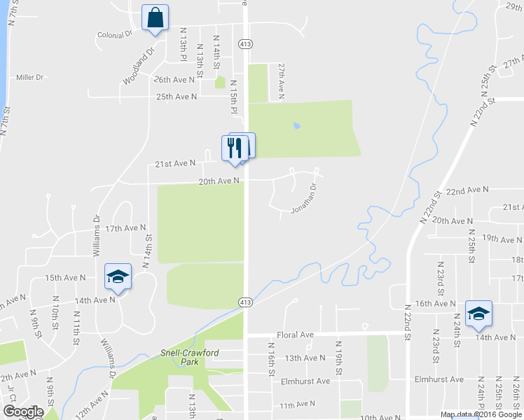 map of restaurants, bars, coffee shops, grocery stores, and more near 1902 North 16th Street in Fort Dodge