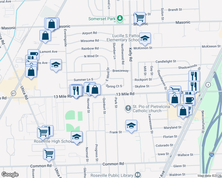 map of restaurants, bars, coffee shops, grocery stores, and more near 18250 Spring Ct S in Fraser