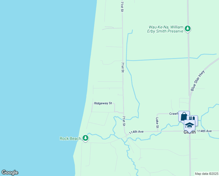 map of restaurants, bars, coffee shops, grocery stores, and more near Evergreen Lane in Allegan County