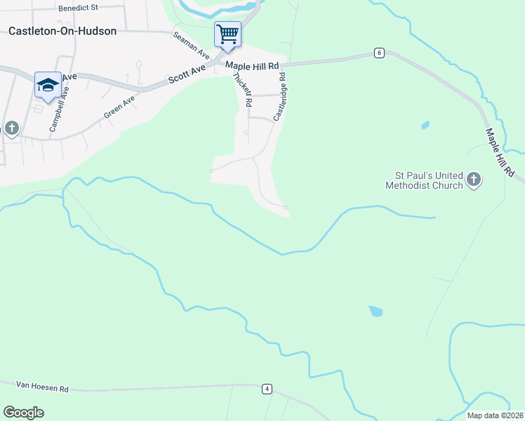map of restaurants, bars, coffee shops, grocery stores, and more near 929 Ridgeview Circle in Castleton-on-Hudson