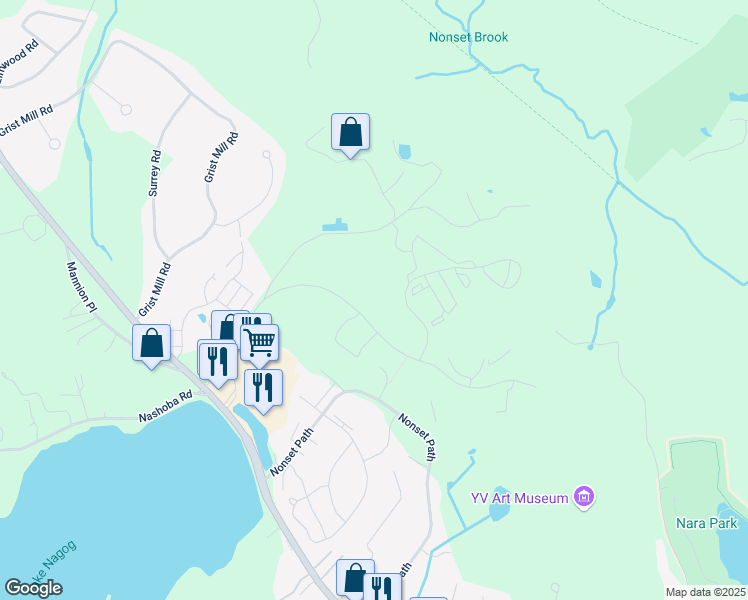 map of restaurants, bars, coffee shops, grocery stores, and more near 50 Nagog Park in Acton