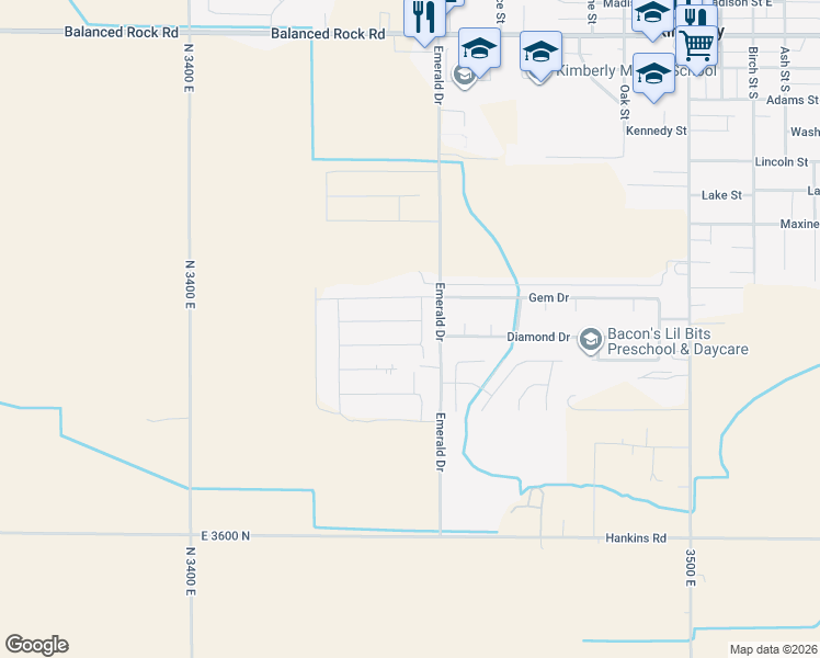map of restaurants, bars, coffee shops, grocery stores, and more near 706 Diamond Drive in Kimberly