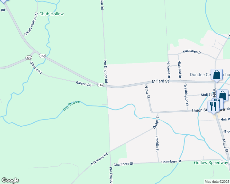 map of restaurants, bars, coffee shops, grocery stores, and more near 124 Millard Street in Dundee