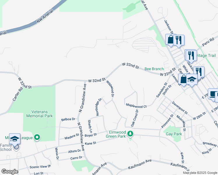 map of restaurants, bars, coffee shops, grocery stores, and more near 2955 Wildwood Drive in Dubuque