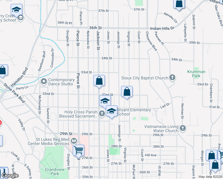 map of restaurants, bars, coffee shops, grocery stores, and more near in Sioux City