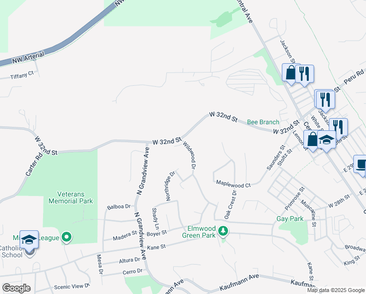 map of restaurants, bars, coffee shops, grocery stores, and more near 2955 Wildwood Drive in Dubuque