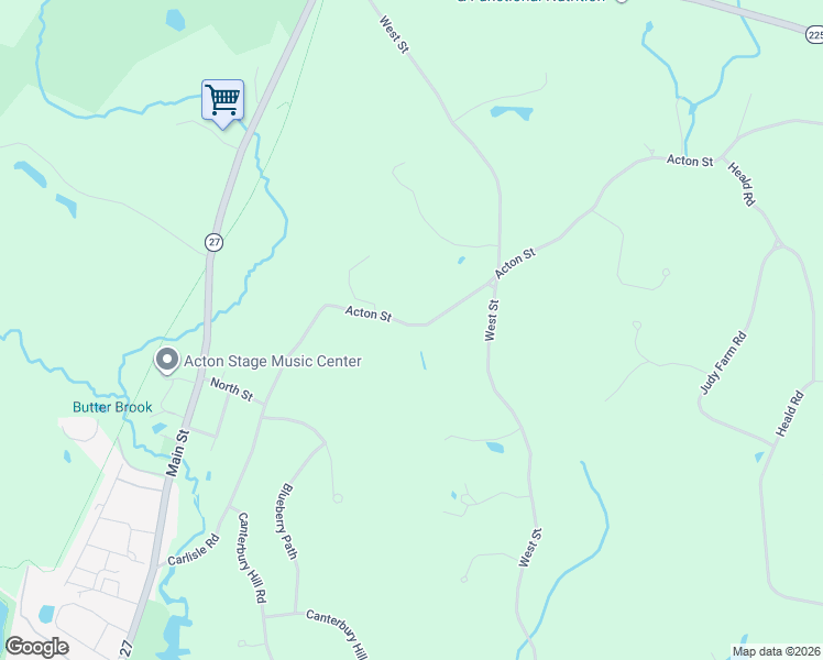 map of restaurants, bars, coffee shops, grocery stores, and more near 577 Acton Street in Carlisle