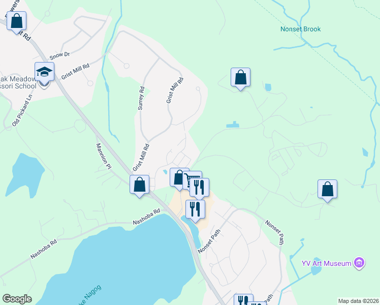 map of restaurants, bars, coffee shops, grocery stores, and more near 23 Boxwood Drive in Littleton