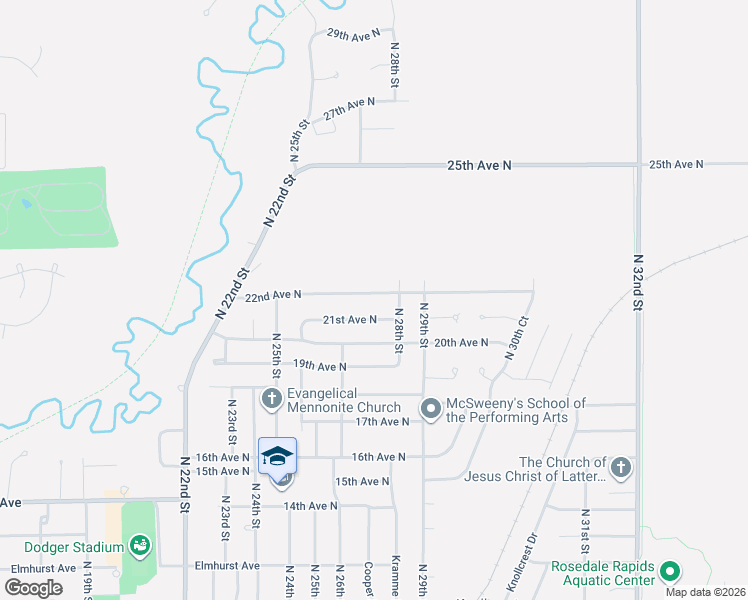 map of restaurants, bars, coffee shops, grocery stores, and more near 2748 22nd Avenue North in Fort Dodge