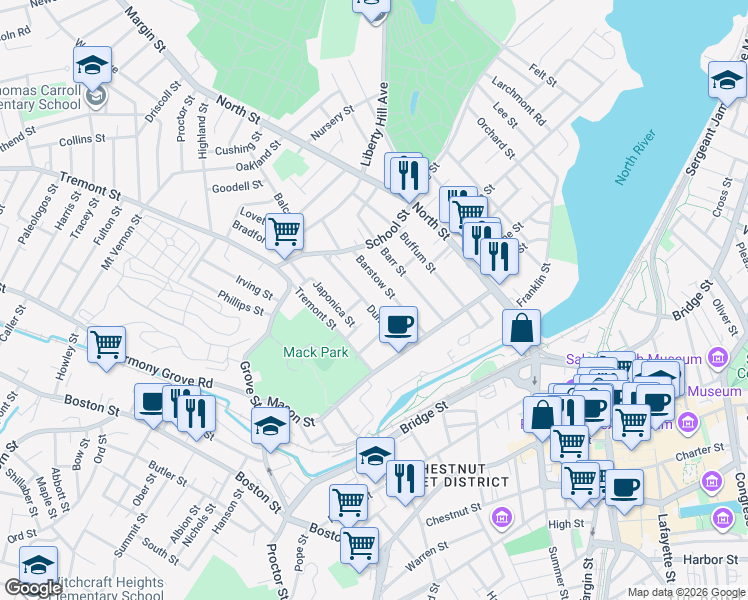 map of restaurants, bars, coffee shops, grocery stores, and more near in Salem