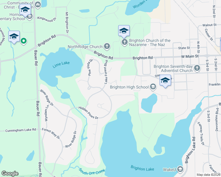 map of restaurants, bars, coffee shops, grocery stores, and more near 7520 Brookdale Court in Brighton