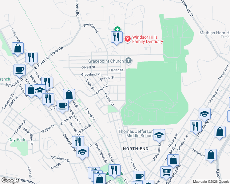 map of restaurants, bars, coffee shops, grocery stores, and more near 2830 Hedley Court in Dubuque