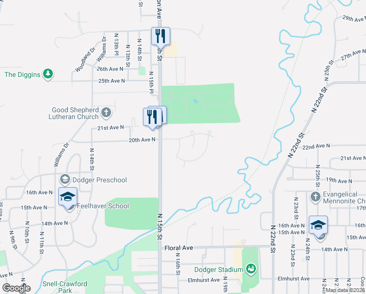 map of restaurants, bars, coffee shops, grocery stores, and more near 1941 North 16th Street in Fort Dodge