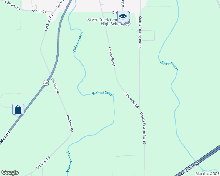 map of restaurants, bars, coffee shops, grocery stores, and more near 12115 Forestville Road in Silver Creek