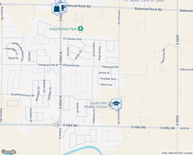 map of restaurants, bars, coffee shops, grocery stores, and more near 1362 Arrow Street in Twin Falls