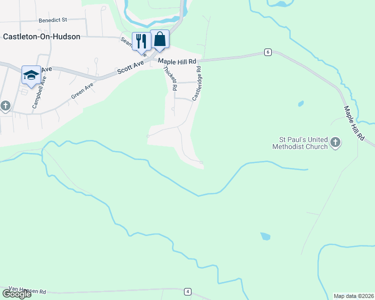map of restaurants, bars, coffee shops, grocery stores, and more near 910 Ridgeview Circle in Castleton-on-Hudson