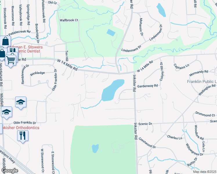 map of restaurants, bars, coffee shops, grocery stores, and more near 27655 Chatsworth Street in Farmington Hills